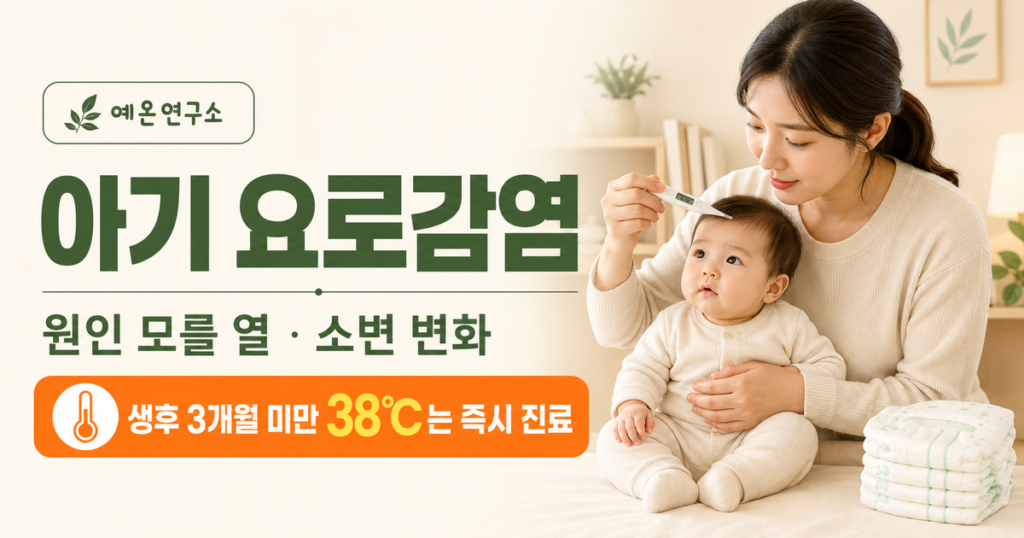 아기 요로감염 원인 모를 열과 소변 변화 및 생후 3개월 미만 38도 즉시 진료 안내