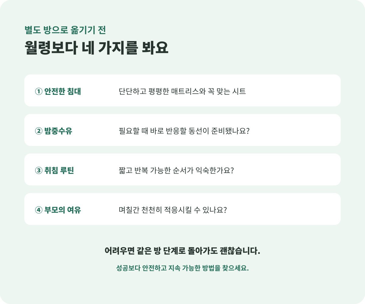 아기 분리수면을 시작하기 전 확인할 준비 체크카드