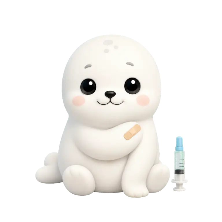 예방접종 후 밴드를 붙인 예온이