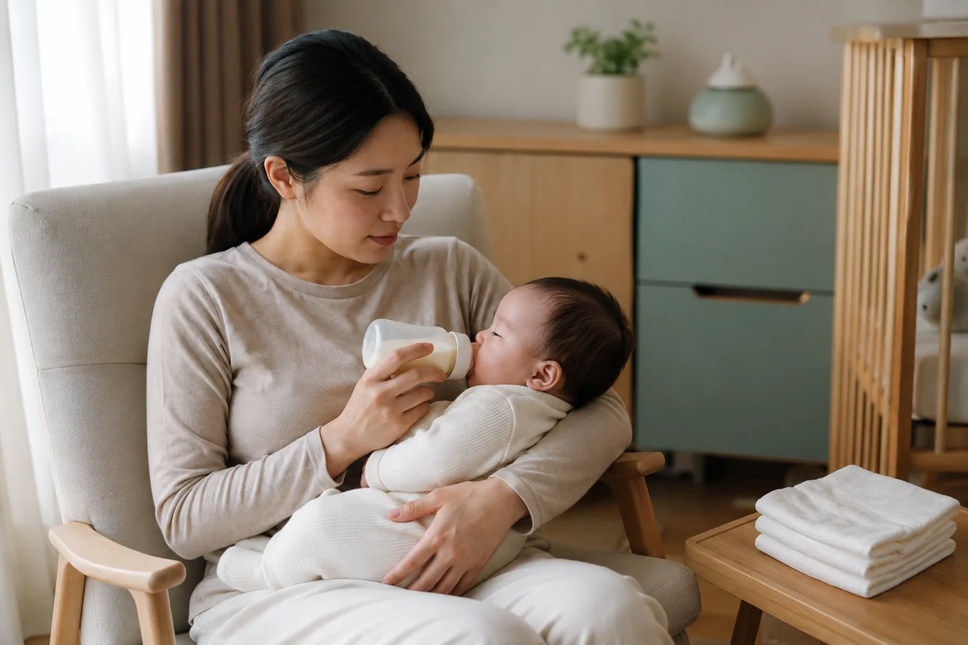 아기의 먹는 힘과 수분 상태를 살피며 안전하게 수유하는 엄마
