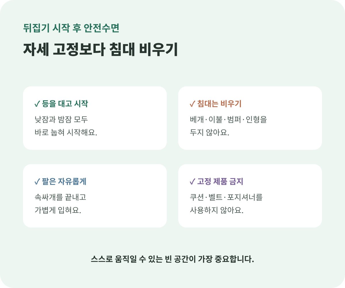 뒤집기 시작 아기의 안전수면 체크카드